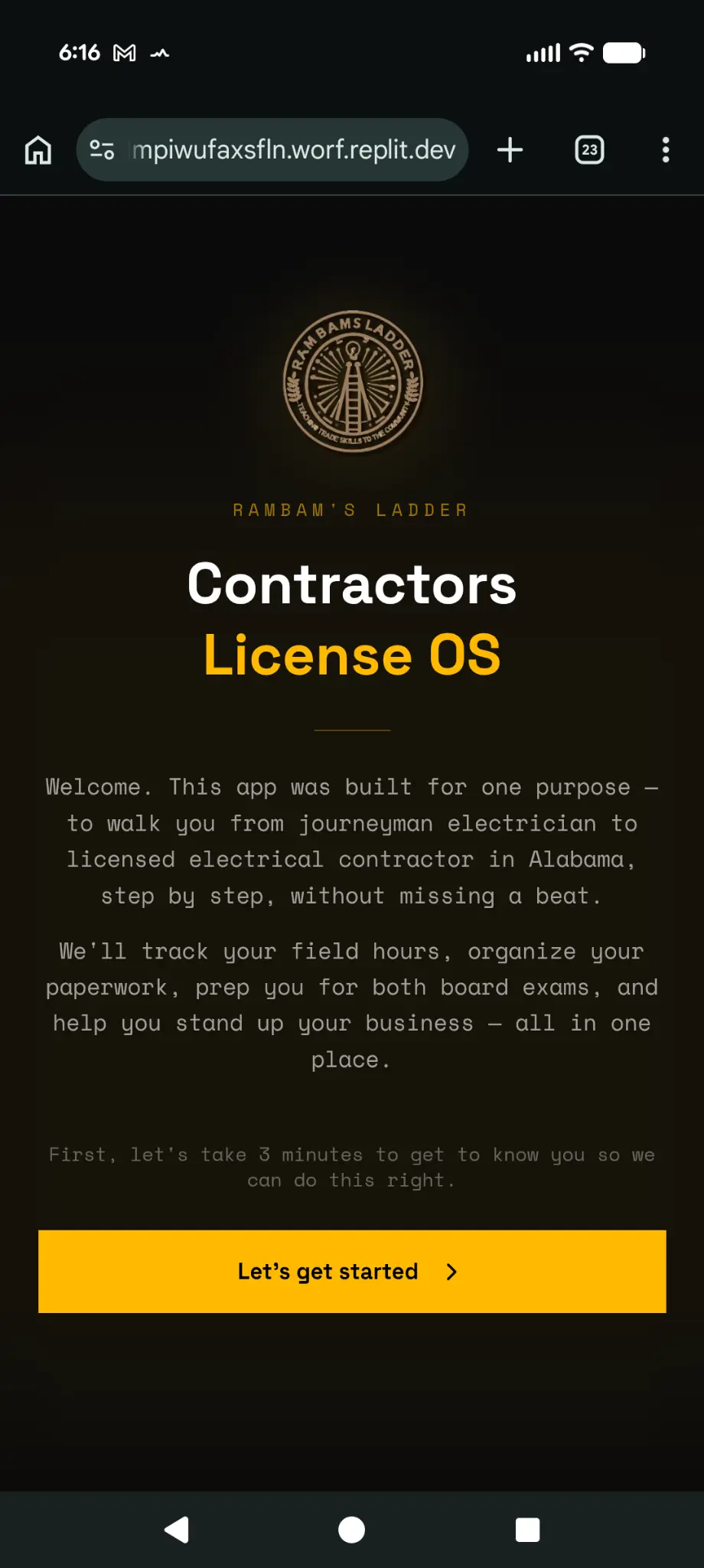 Contractors License OS app screenshot